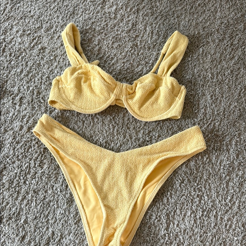 Abercrombie & Fitch Yellow Textured Bikini